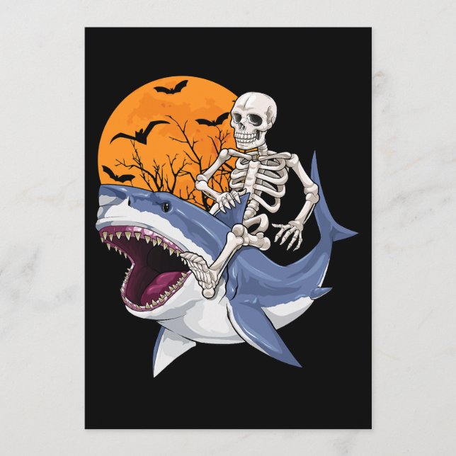 Invitation Skeleton équitation Requin Drôle Halloween Costume (Devant)