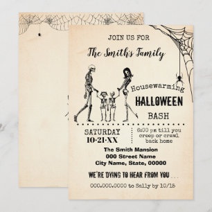 Invitation Skeleton Famille Ménage Halloween Party Bash