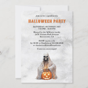 Invitation Skeleton Ghost Jack O’Lantern Halloween Party