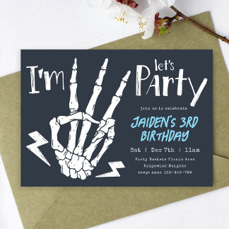 Invitation Skeleton Halloween Rad Birthday Boys Third Party