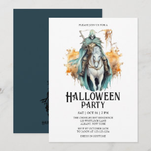 Invitation Skeleton Horseman Costume Mint Halloween Party