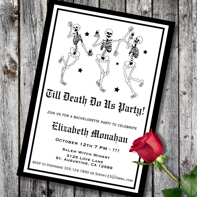 Invitation Skeleton Jusqu'à la mort Do Us Party Bachelorette (Créateur téléchargé)