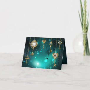 Invitation Skeleton Keys on Green Background