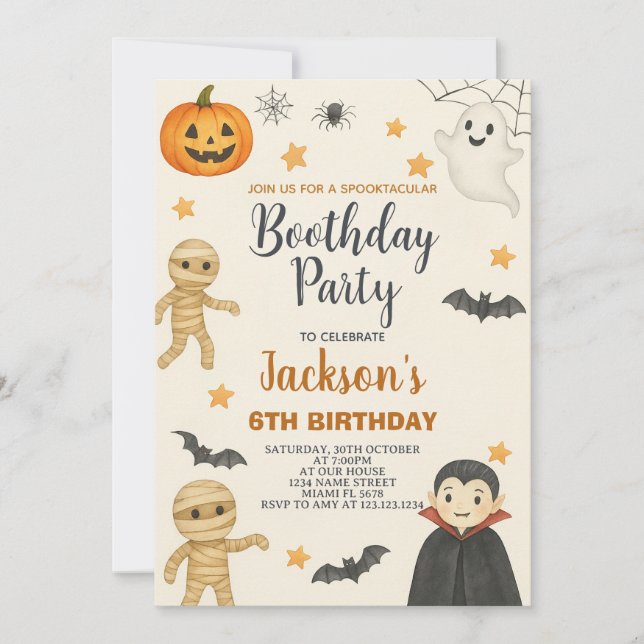 Invitation Skeleton Kids Halloween Anniversaire Fête Invitati (Devant)