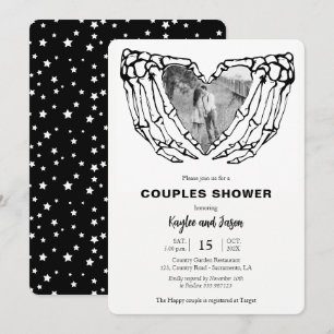 Invitation Skeleton Mains Couples de chute Douche avec photo