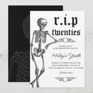 Invitation Skeleton RIP Années 20's Funny 30e anniversaire