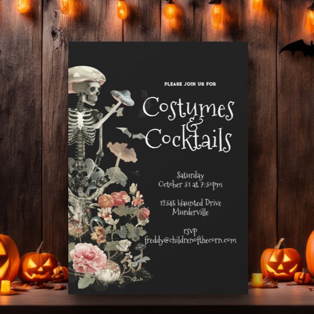 Invitation Skeleton Rose Floral Halloween Costume Party (Créateur téléchargé)