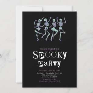 Invitation Skeletons de danse rose Minimaliste Halloween Part