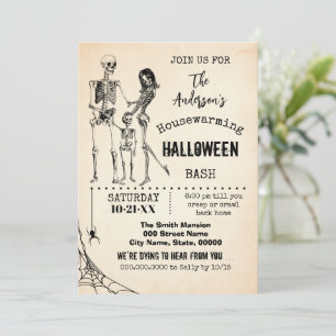 Invitation Skeletons de la fête d'Halloween familiale