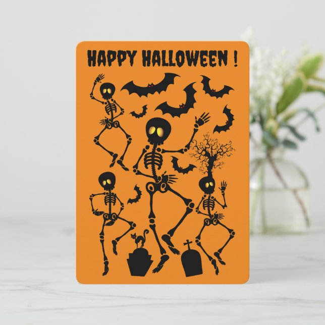 Invitation Skeletons d'Halloween Macabre Dance (Debout devant)