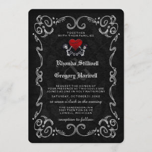 Invitation Skeletons d'Halloween Mariages "AVEC"