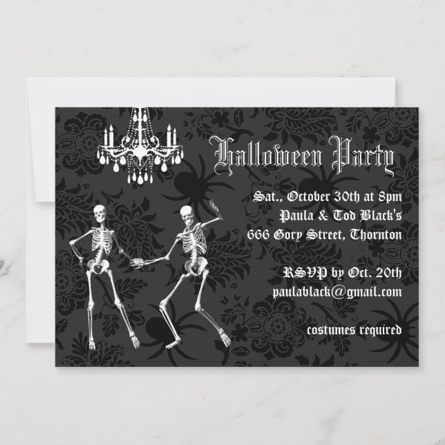 Invitation Skeletons glamour Halloween Costume Party (Devant)