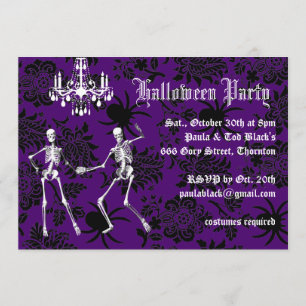 Invitation Skeletons glamour Halloween Costume Party violet