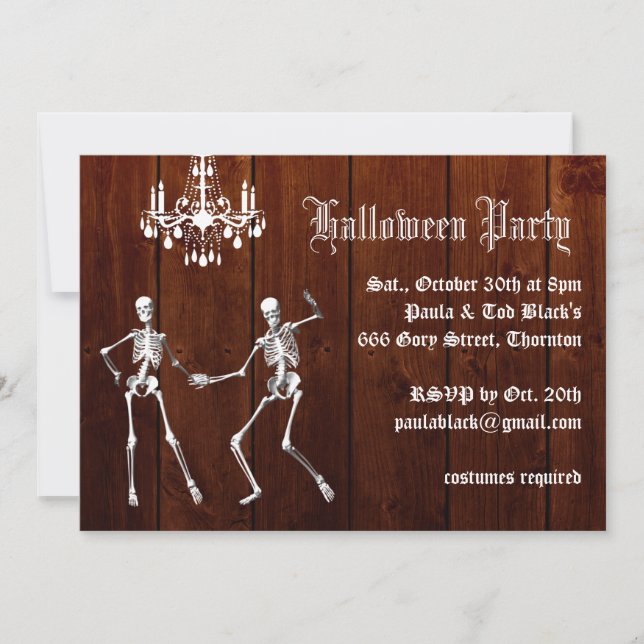 Invitation Skeletons glamour sur l'invitation de l'Halloween  (Devant)