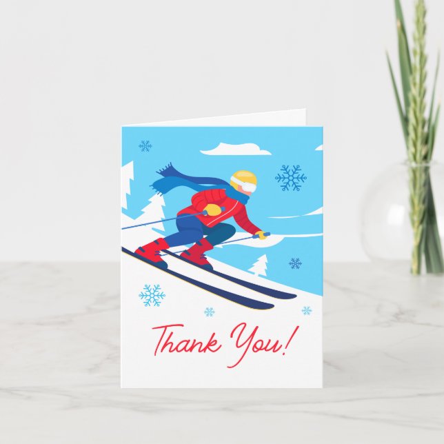 Invitation Ski Anniversaire Merci Faisons le tour des pistes (Devant)