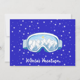 Invitation Ski Goggles Snowflake Danse Customisée Vacances