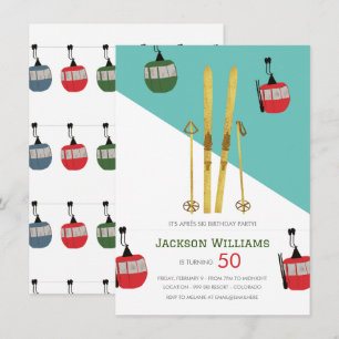Invitation Ski moderne Vintage Aprés Anniversaire