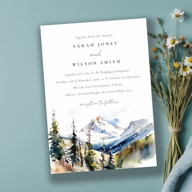 Invitation Ski Mountain Telluride Colorado Mariage aquarelle (Créateur téléchargé)