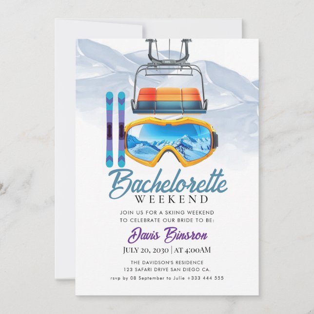 Invitation ski nautique week-end bachelorette (Devant)
