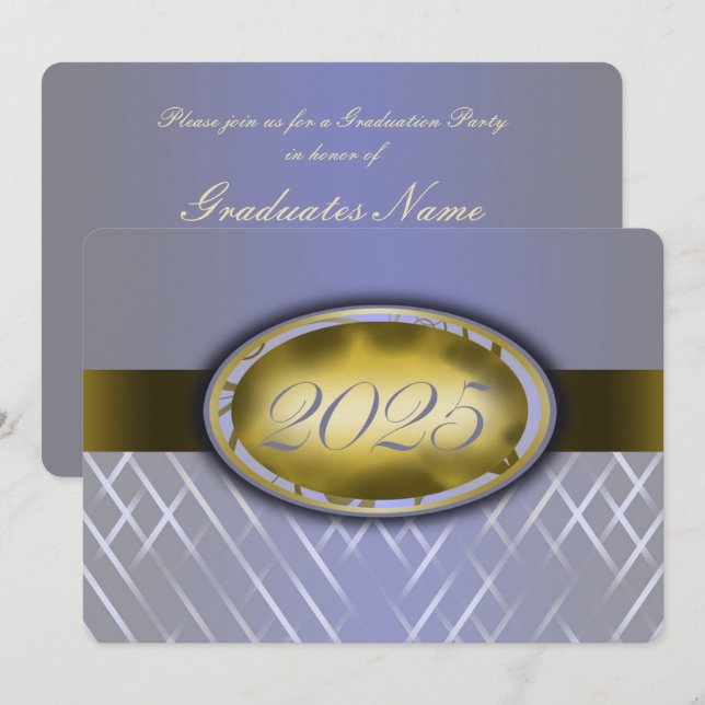 Invitation Sky Blue Harvest et Gold Class of 2025 Party (Devant / Derrière)