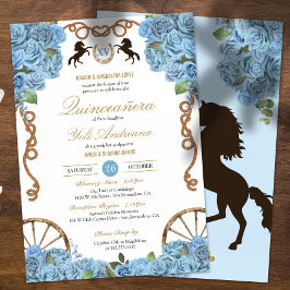Invitation Sky Blue Rose Western Ranch Thème Quinceañera