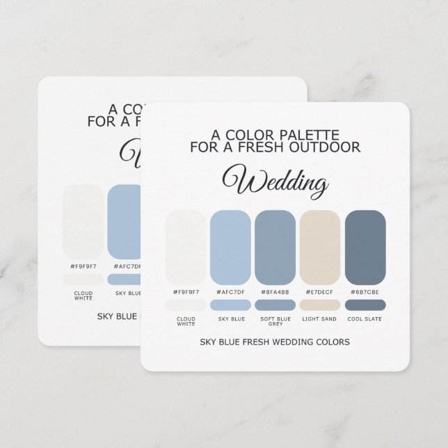 Invitation Sky Blue Wedding Color Palette Card (Devant / Derrière)