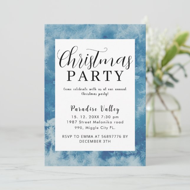 Invitation Sky Modern Dusty Blue Snowflake (Debout devant)