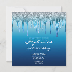 Invitation Sky Ocean Blue Ombre Parties scintillant Foil Drit