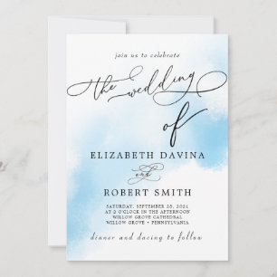 Invitation Sky Watercolor Laver et mariage élégant