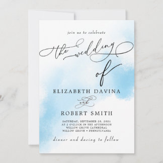 Invitation Sky Watercolor Laver et mariage élégant