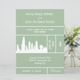 Invitation Skyline Elegant Chicago City