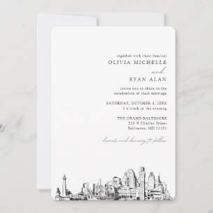 Invitation Skyline Élégante du Mariage Baltimore