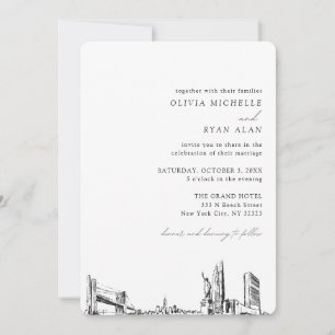 Invitation Skyline Élégante du Mariage de New York