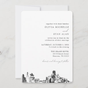 Invitation Skyline Élégante Mariage de Houston