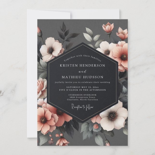 Invitation Slate Petal Twilight Wedding (Devant)