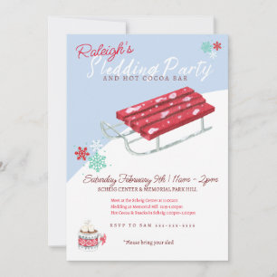 Invitation Sledding Hot Cocoa Kids hiver Anniversaire Invitat