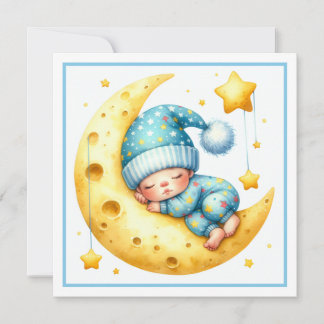 Invitation Sleeping with the Moon Boy's Baby Shower