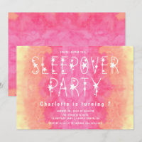 Sleepover étoilé de filles d'aquarelle rose orange