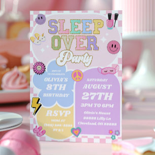 Invitation Sleepover Preppy Varsity Patch Anniversaire