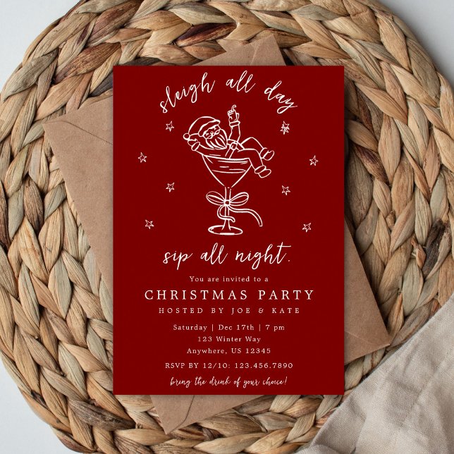 Invitation Sleigh and Sip Christmas Party  (Créateur téléchargé)
