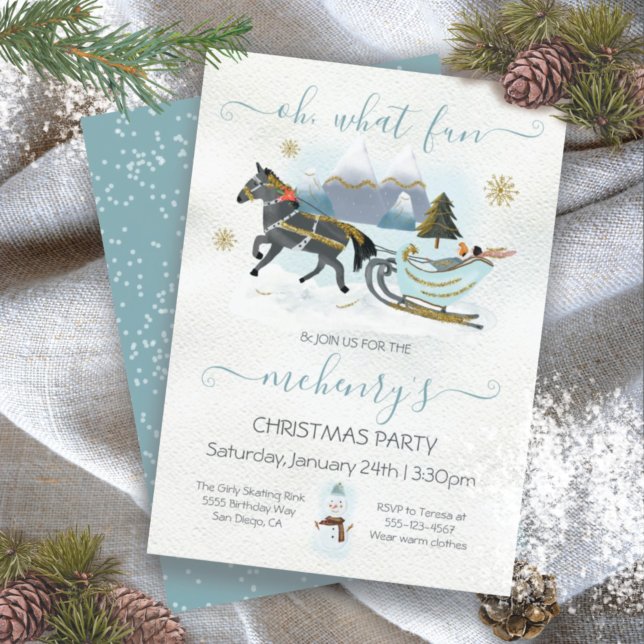 Invitation Sleigh ride cheval fête de Noël (Créateur téléchargé)