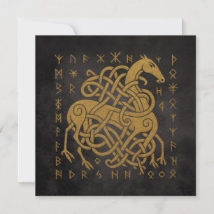 Invitation Sleipnir, Cheval doré nordique avec symbole de run