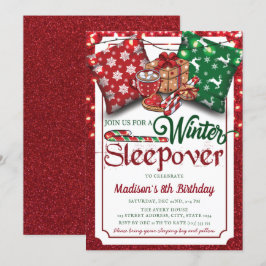 Invitation Slepover d'hiver Fête d'anniversaire Parties scint
