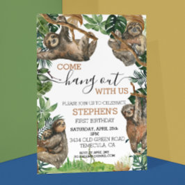Invitation Sloth Come Hang out avec nous Anniversaire