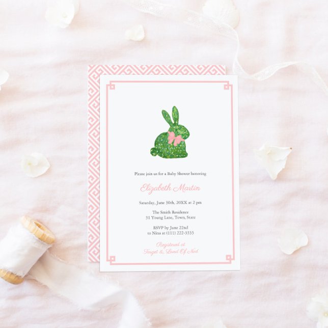 Invitation Smart Boxwood Lapin Fille Baby Shower Party (Créateur téléchargé)
