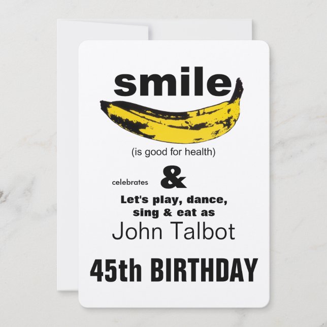 Invitation Smile est bon pour la santé 45e anniversaire Invit (Devant)