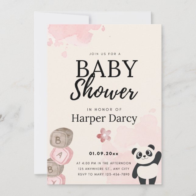 Invitation Smiling Bear Baby Shower Invite (Devant)