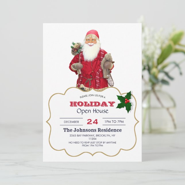 Invitation Smiling santa (Debout devant)