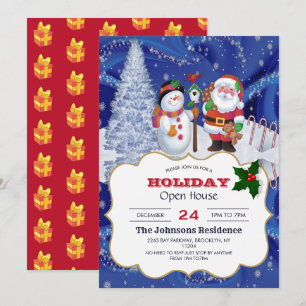 Invitation Smiling snowman et Santa Claus