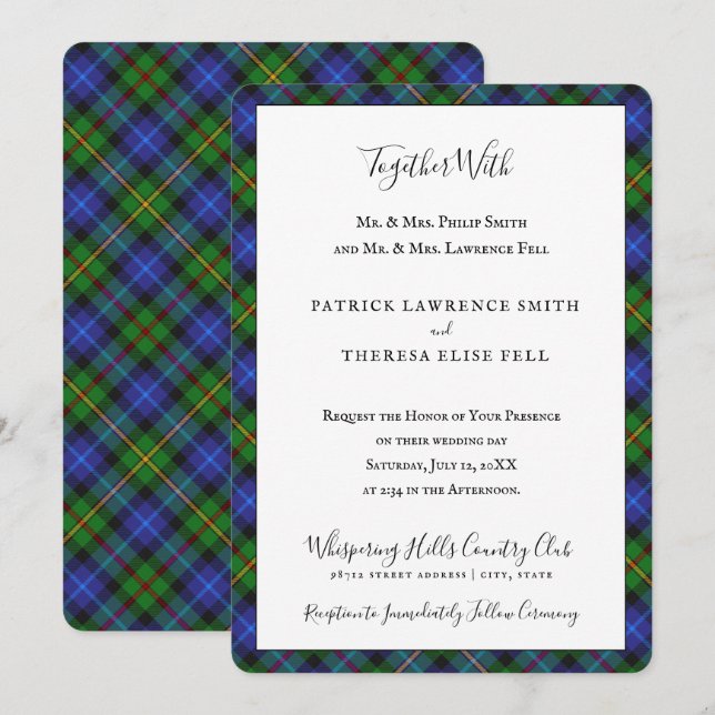 Invitation Smith Clan Tartan Scottish Plaid (Devant / Derrière)